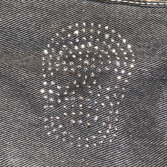 Denim studded skull wristlet zip up clutch - Picture 2 of 5